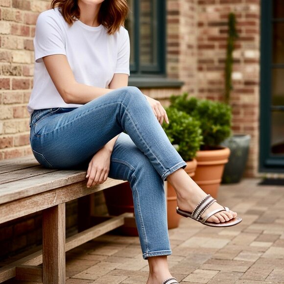 Manolo Blahnik THONG Gold Sandal Beads Rhinestones - Picture 14 of 14